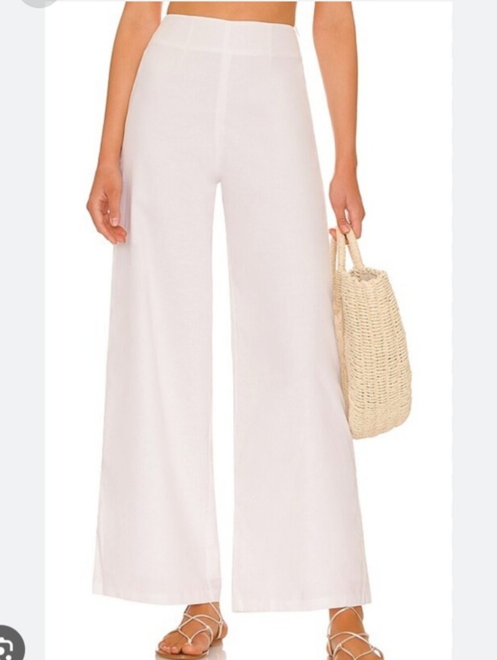 NWT Sndys Nina White Wide-Leg Linen Pants